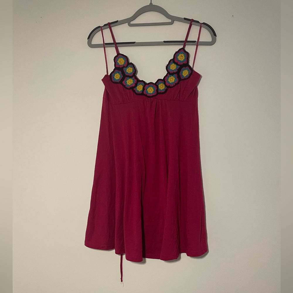 Red Dress with Floral Embroidery